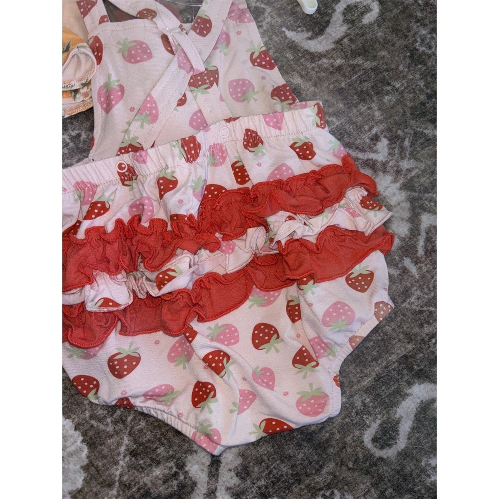 2 X Milkberry Baby Girl Size 6-9 Month Rompers Outfit Ruffles Sunglasses Bamboo - Picture 5 of 5